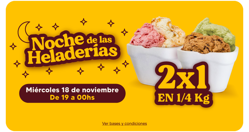 Noche de las heladerías - 2x1 en 1/4 kg